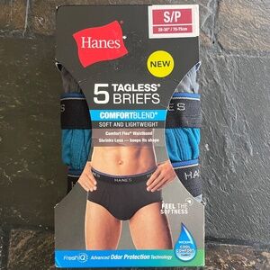 Hanes Tagless Briefs 5 Pack Comfort Blend Moisture Wicking New